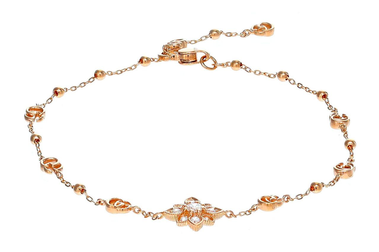 GUCCI Flora 18K Rose Gold 0.10cttw Diamond Bracelet YBA702389001017