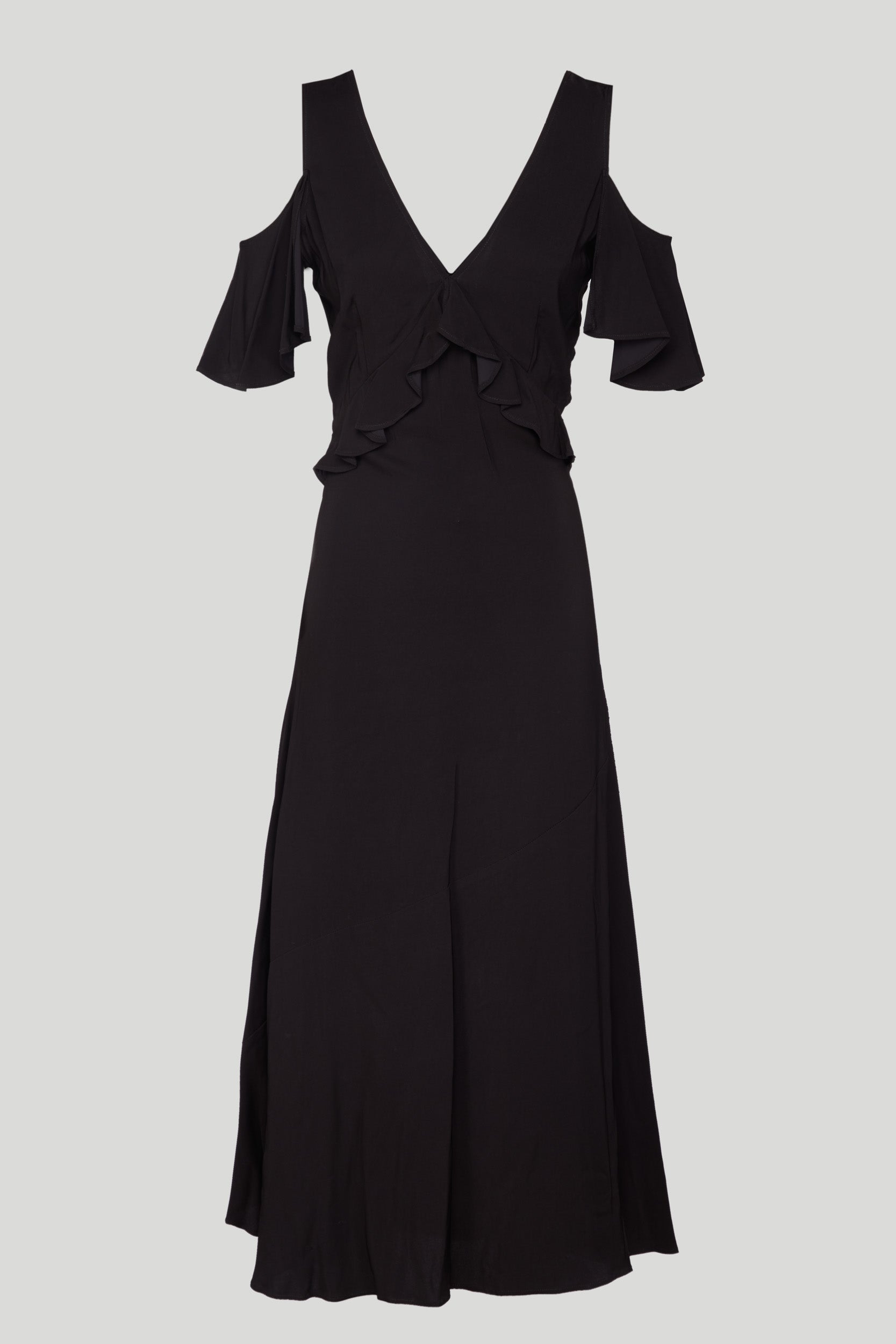 Twinset Abito Lungo in Georgette con Volant Nero