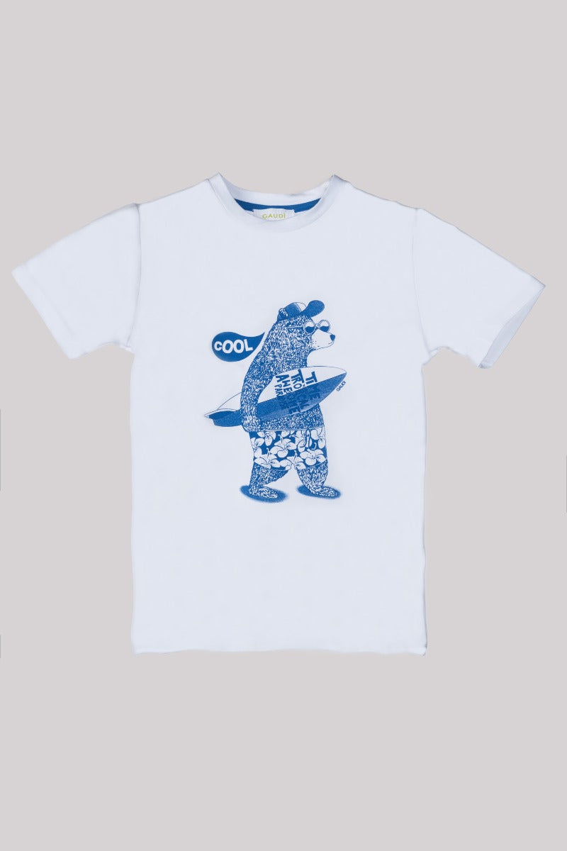 高迪KIDS T恤Bianca Stampa Orso