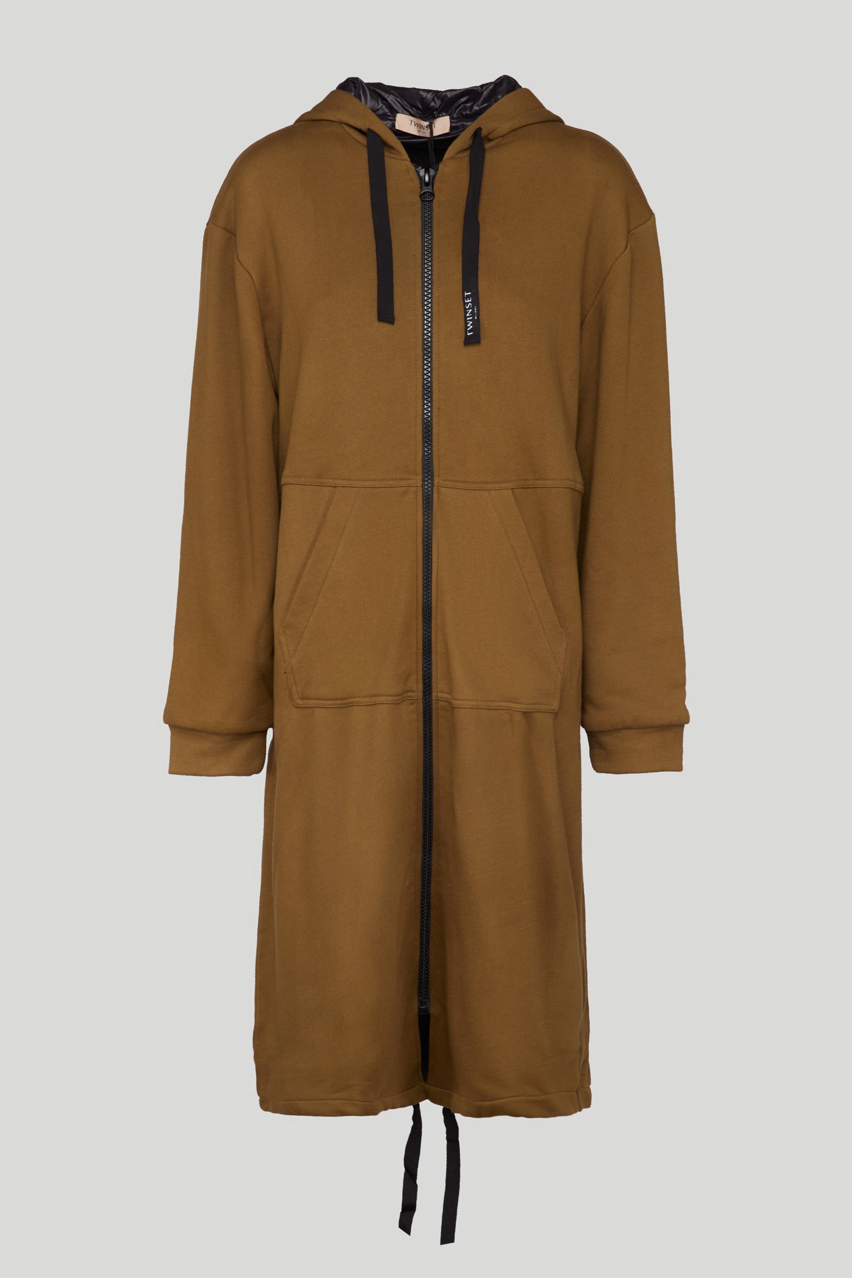 Twinset Maxi Felpa Verde Militare con Cappuccio
