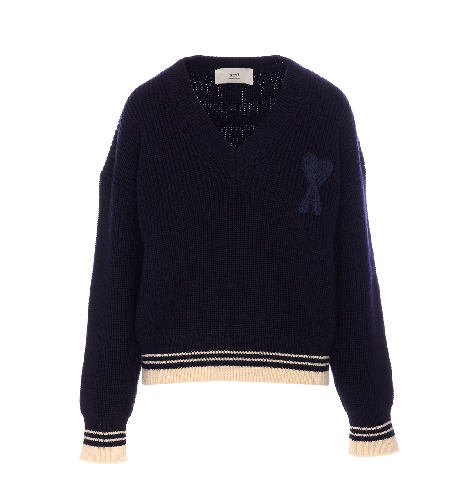 Ami Alexandre Mattiussi Ribbed V Neck Sweater