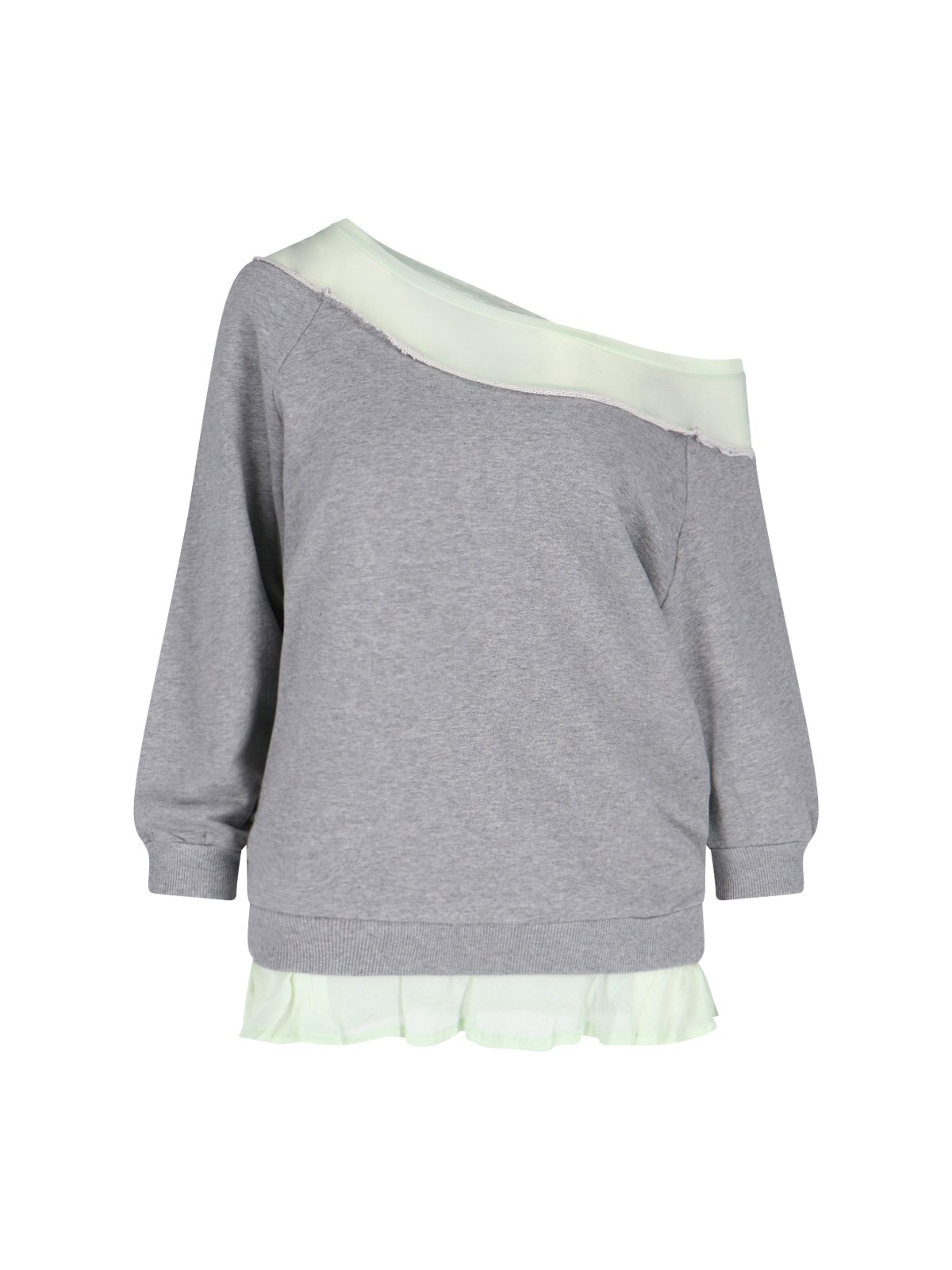 ALL IN Asymmetrical Neckline Layered Sweatshirt