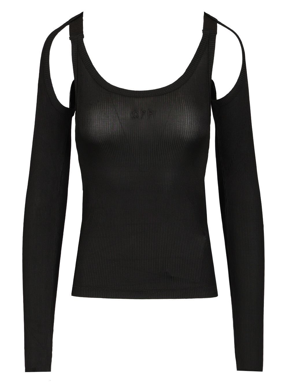 Off-White Black Ribbed Top