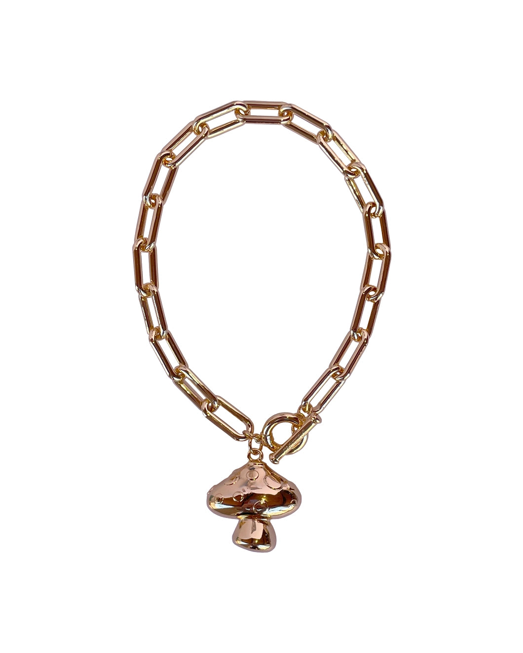 Gold Chain Necklace With Mushroom Charm