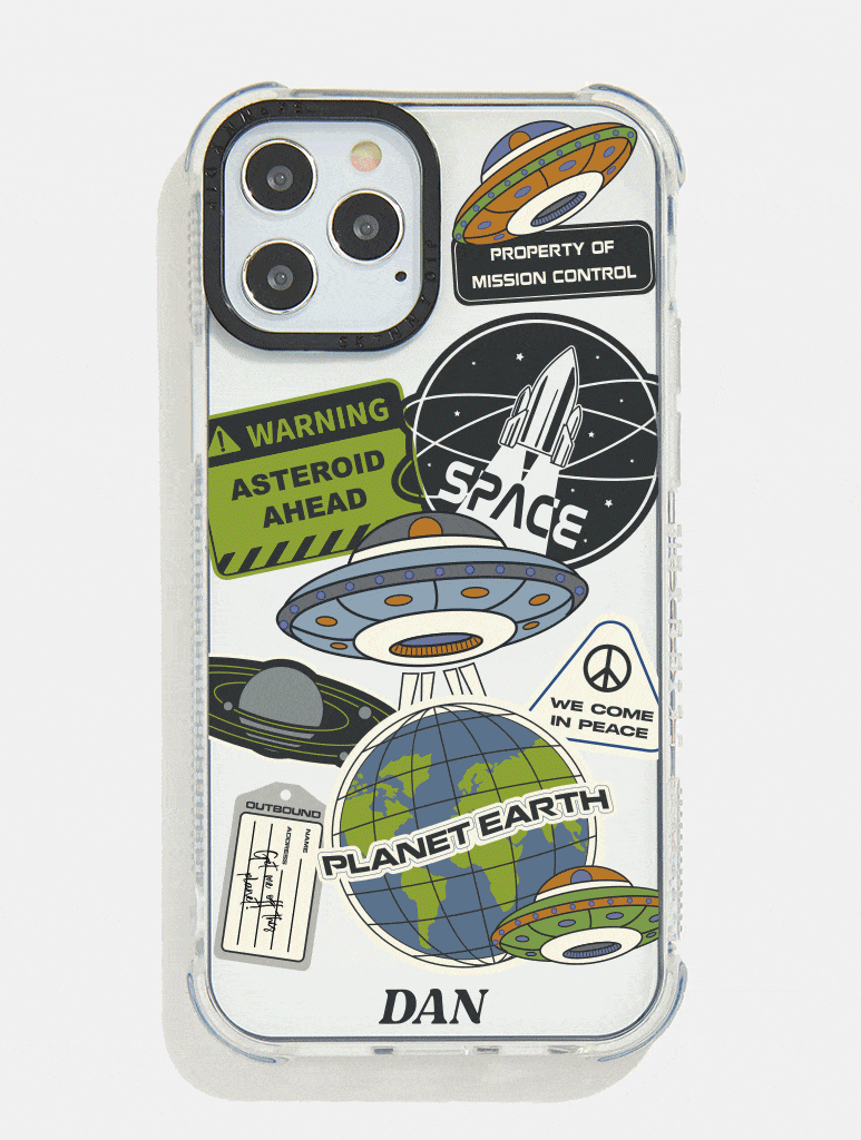 Personalised Clear Shock i Phone Case With Black Camera Hole, i Phone 14 Pro Case