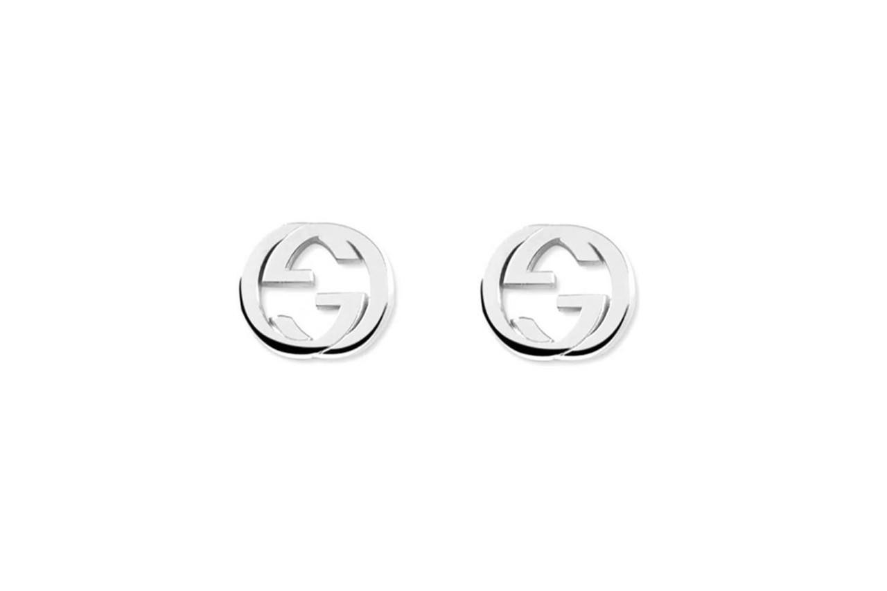 GUCCI Interlocking G Stud Sterling Silver Earrings YBD35628900100U