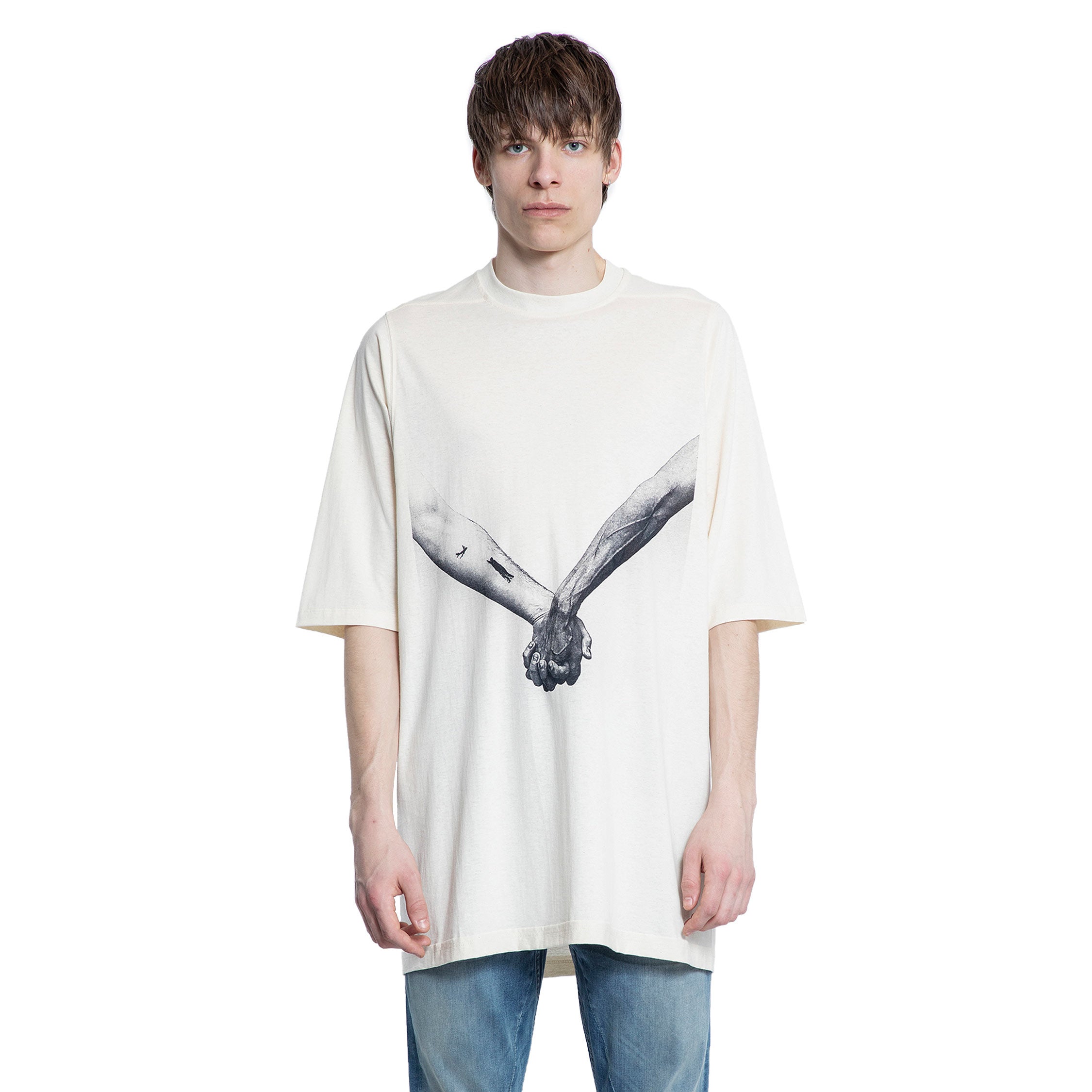 RICK OWENS MAN OFF-WHITE T-SHIRTS & TANK TOPS