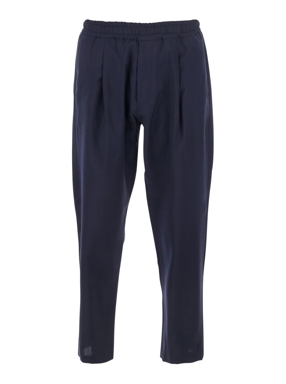 Low Brand Blue Pants With Elastic Waist And Patch Pockets On The Back In Wool Man