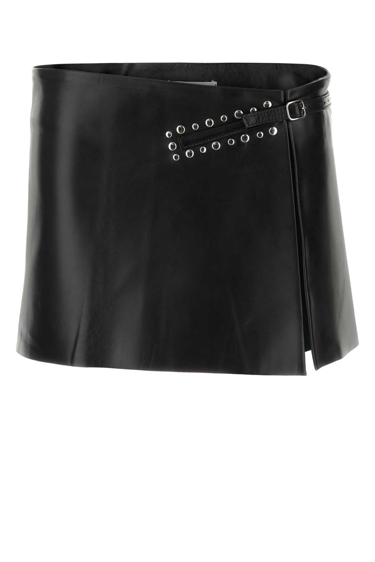 Gimaguas Black Leather Blanca Mini Skirt