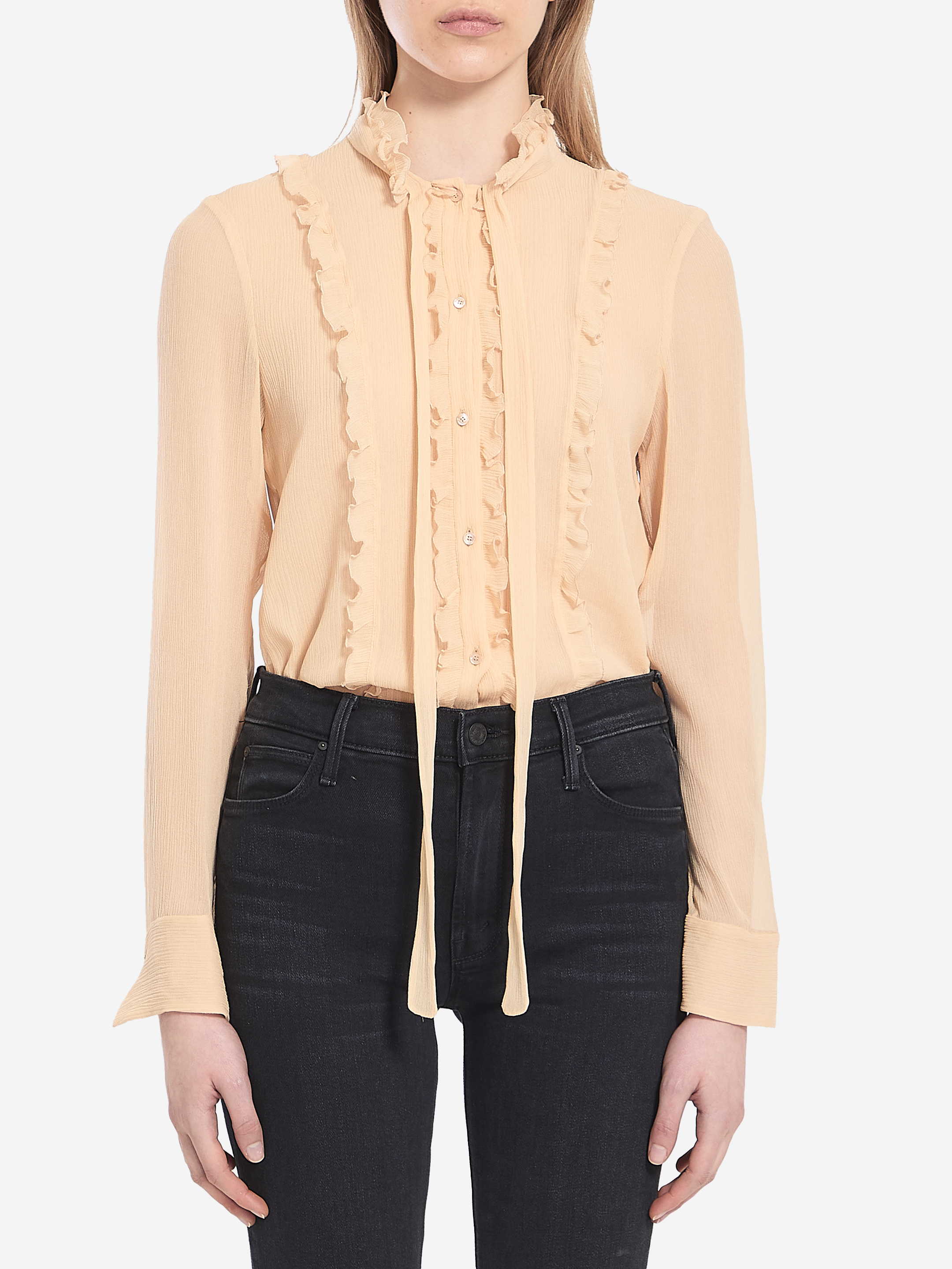 Fitted blouse with ruffles