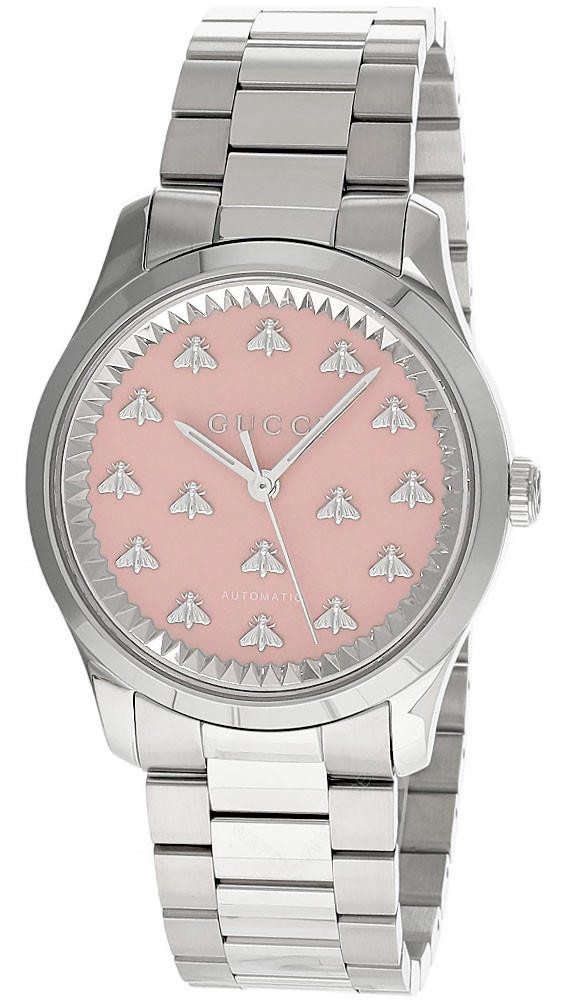GUCCI G-Timeless 38MM AUTO S-Steel Pink Dial Women's Watch YA1264188