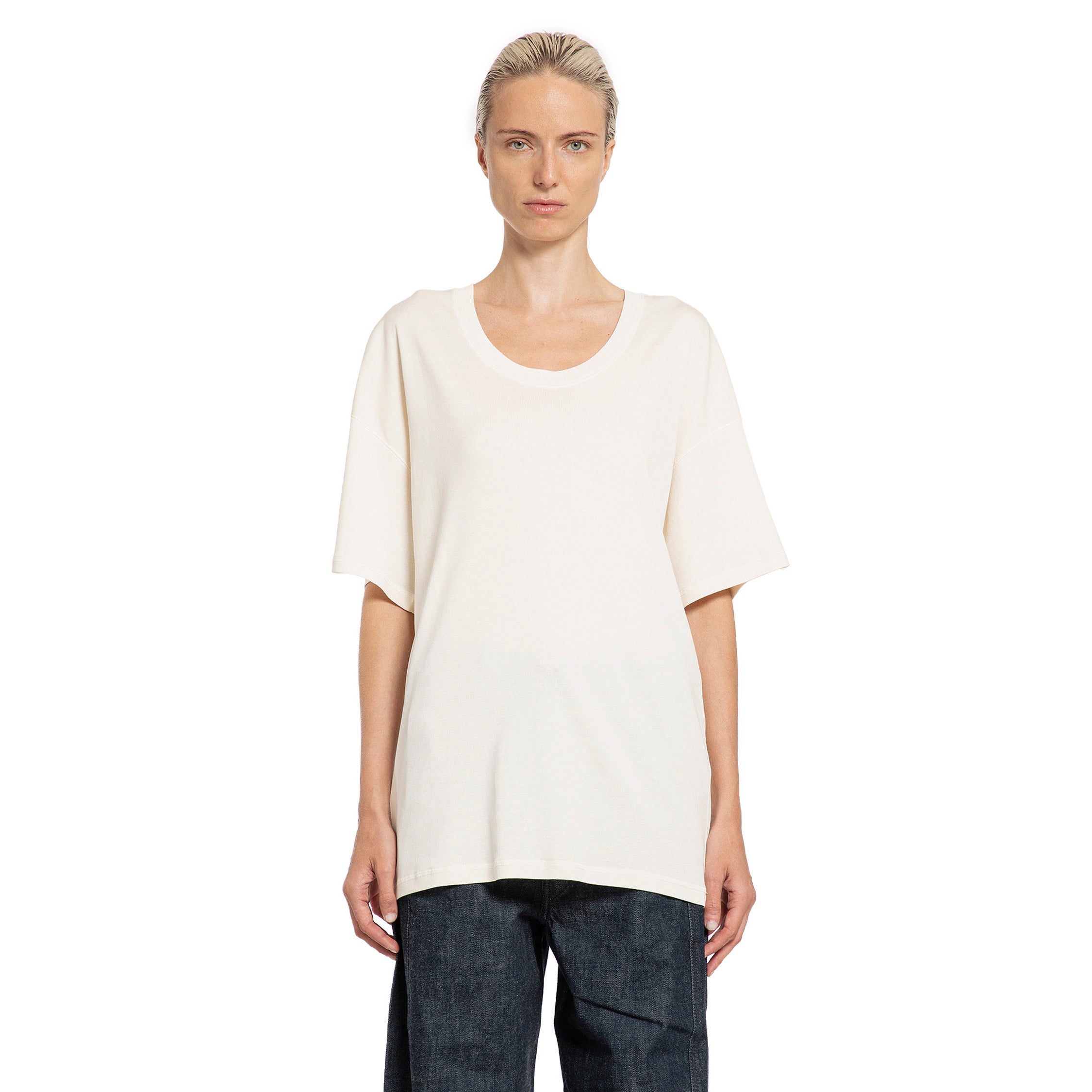 LEMAIRE WOMAN OFF-WHITE T-SHIRTS & TANK TOPS
