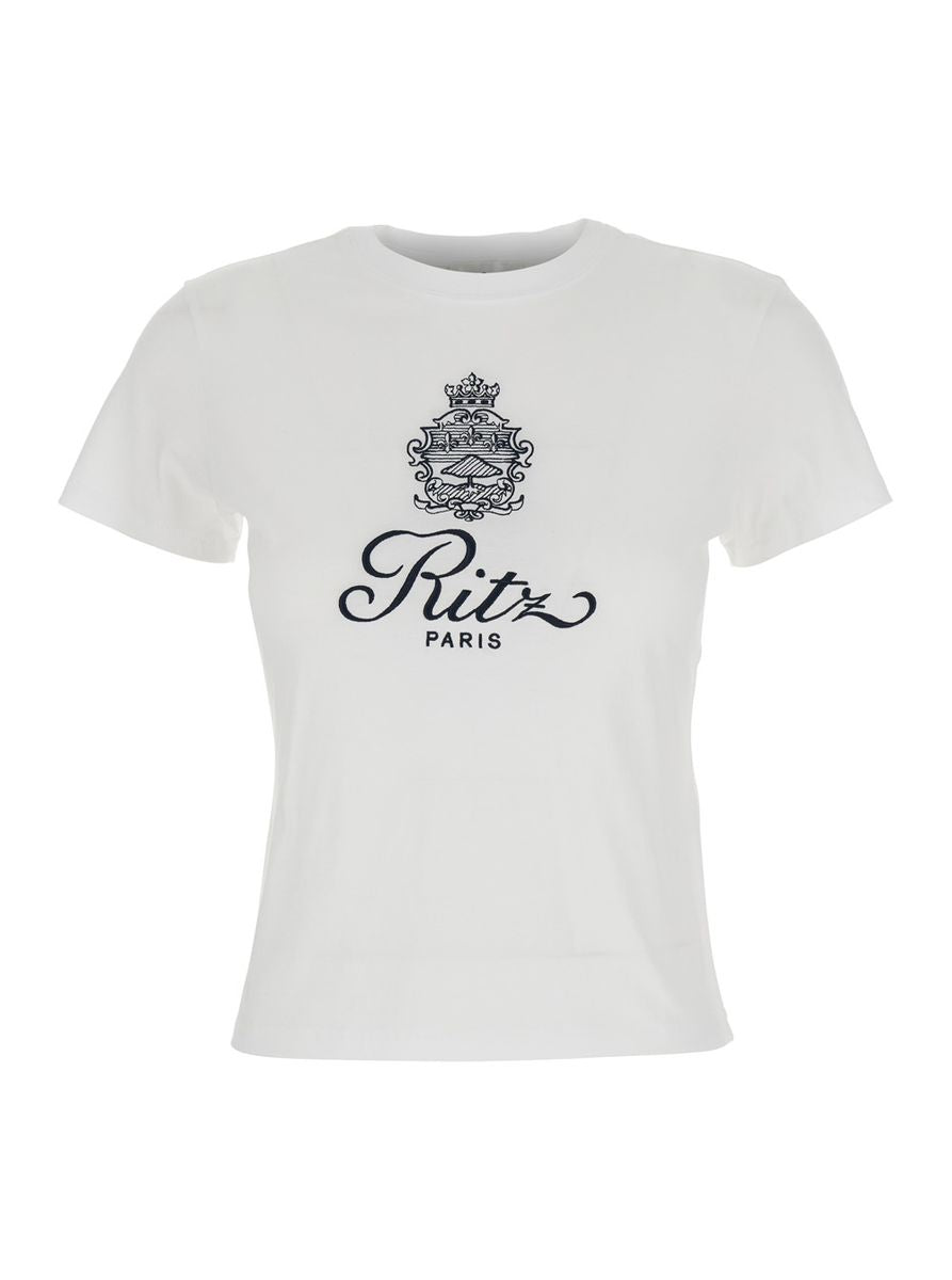 白色棉质T恤 胸前Ritz Paris Logo印花 女款