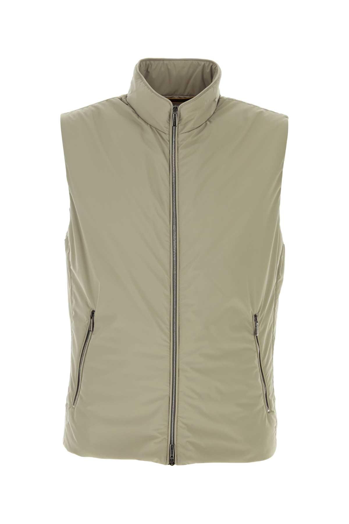 Moorer Dove Grey Polyester Senio Sleeveless Jacket