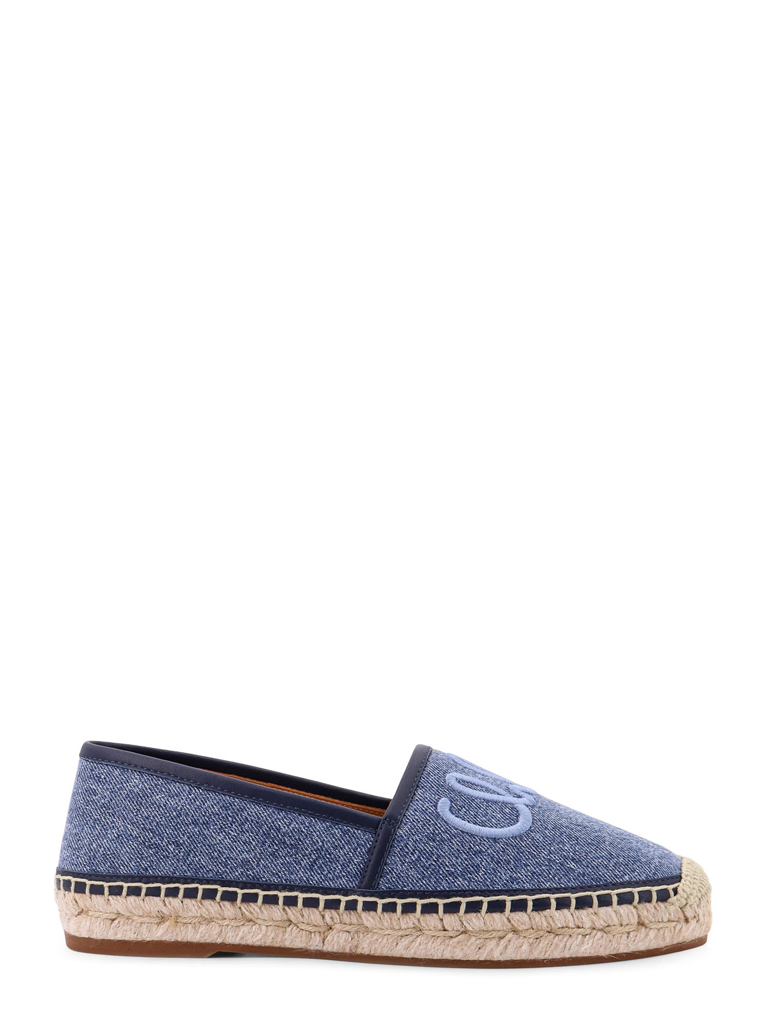 Chloé 牛仔布刺绣logo麻底鞋