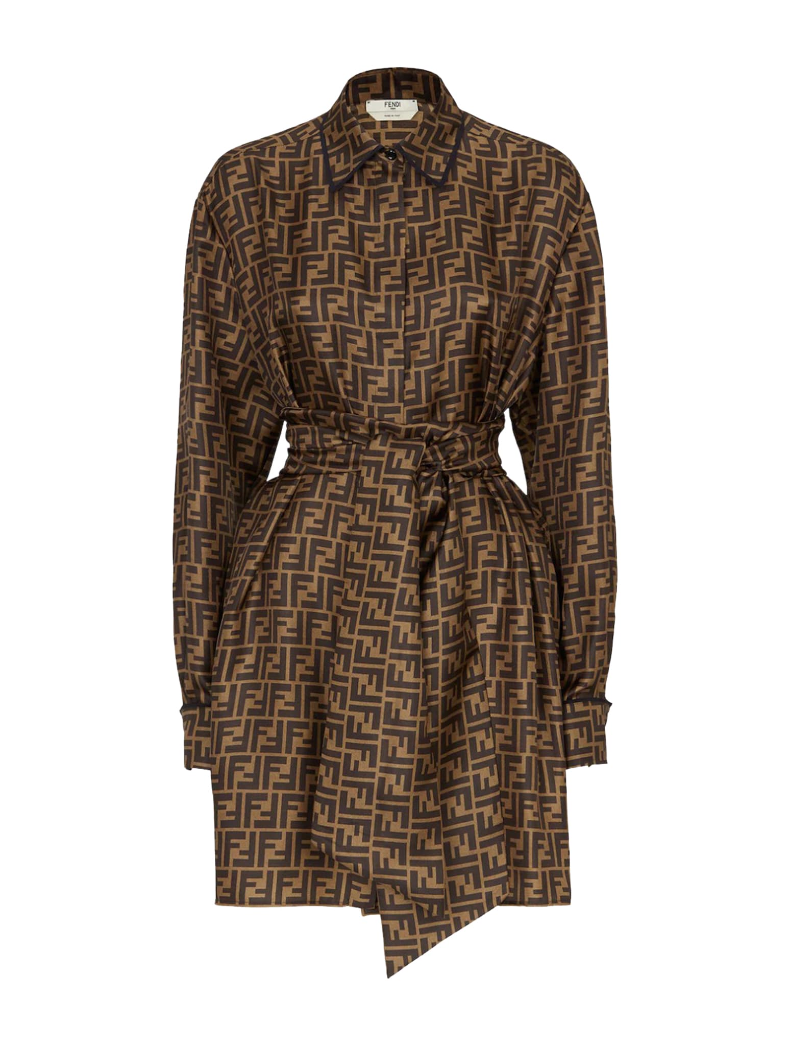 Fendi Ff Motif Belted Shirt Dress