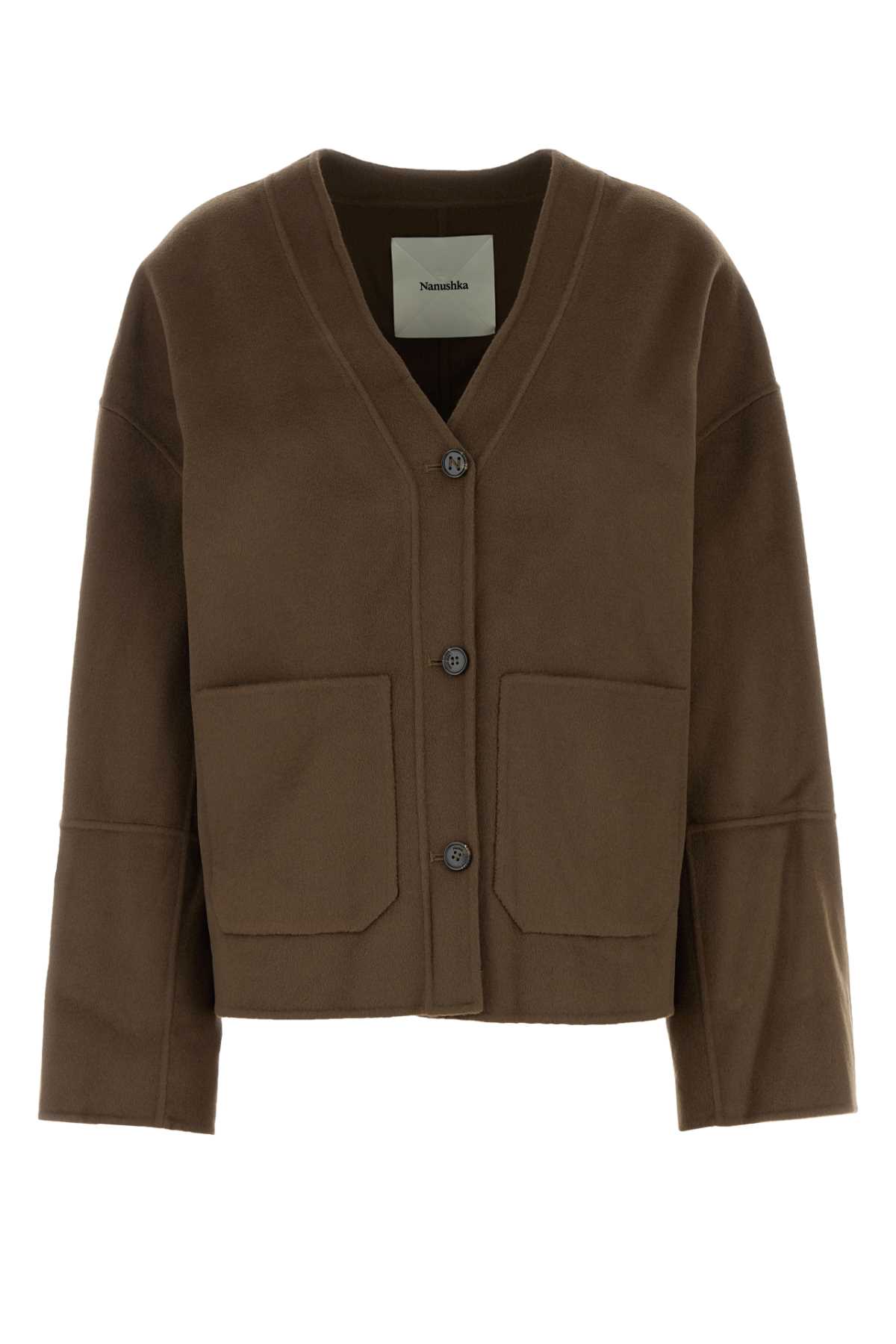 Nanushka Chocolate Wool Blend Oversize Dodie Cardigan