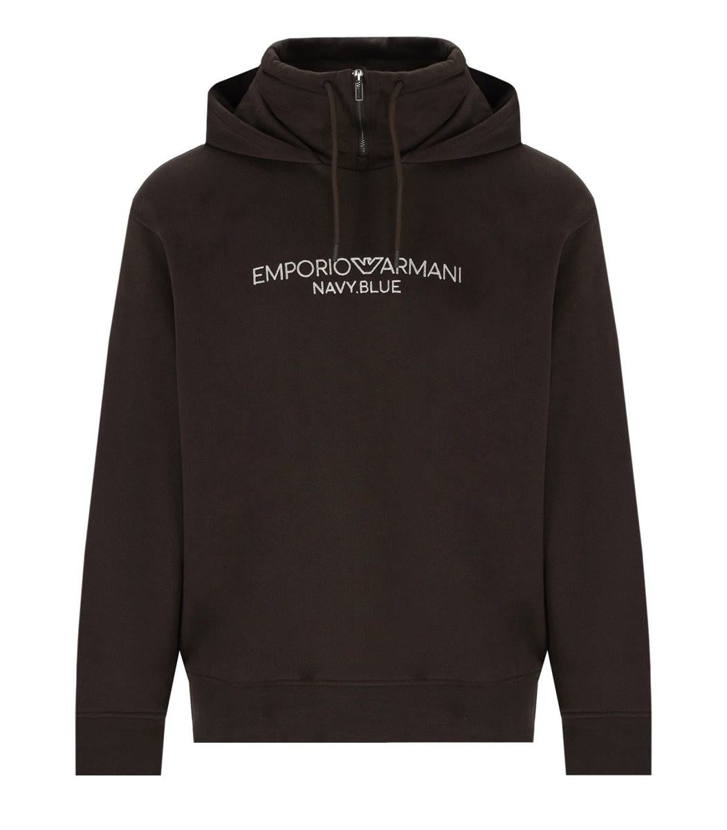 Emporio Armani Brown Logoed Hoodie
