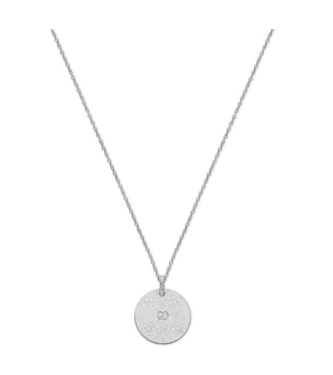 GUCCI Icon Blooms 18K White Gold Enamel Women's Necklace YBB46085100100U