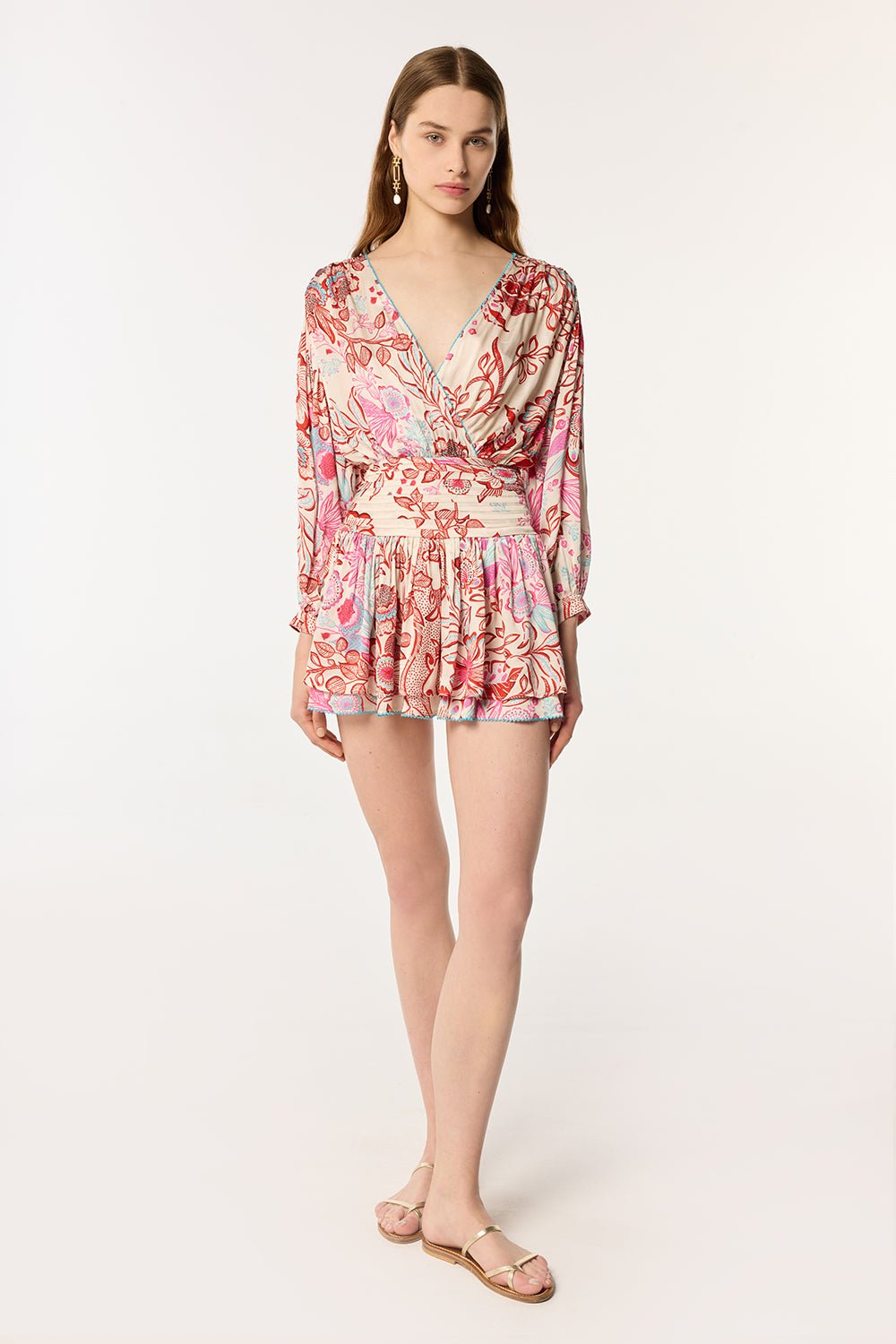 Mini Dress Colleen - Red Geo Fish