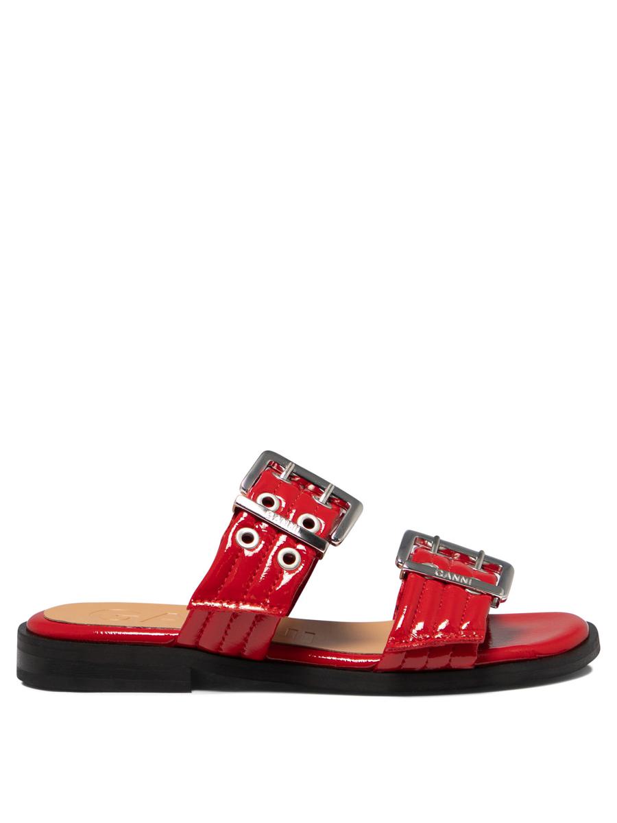 Ganni "Buckle Two-Strap" Sandals
