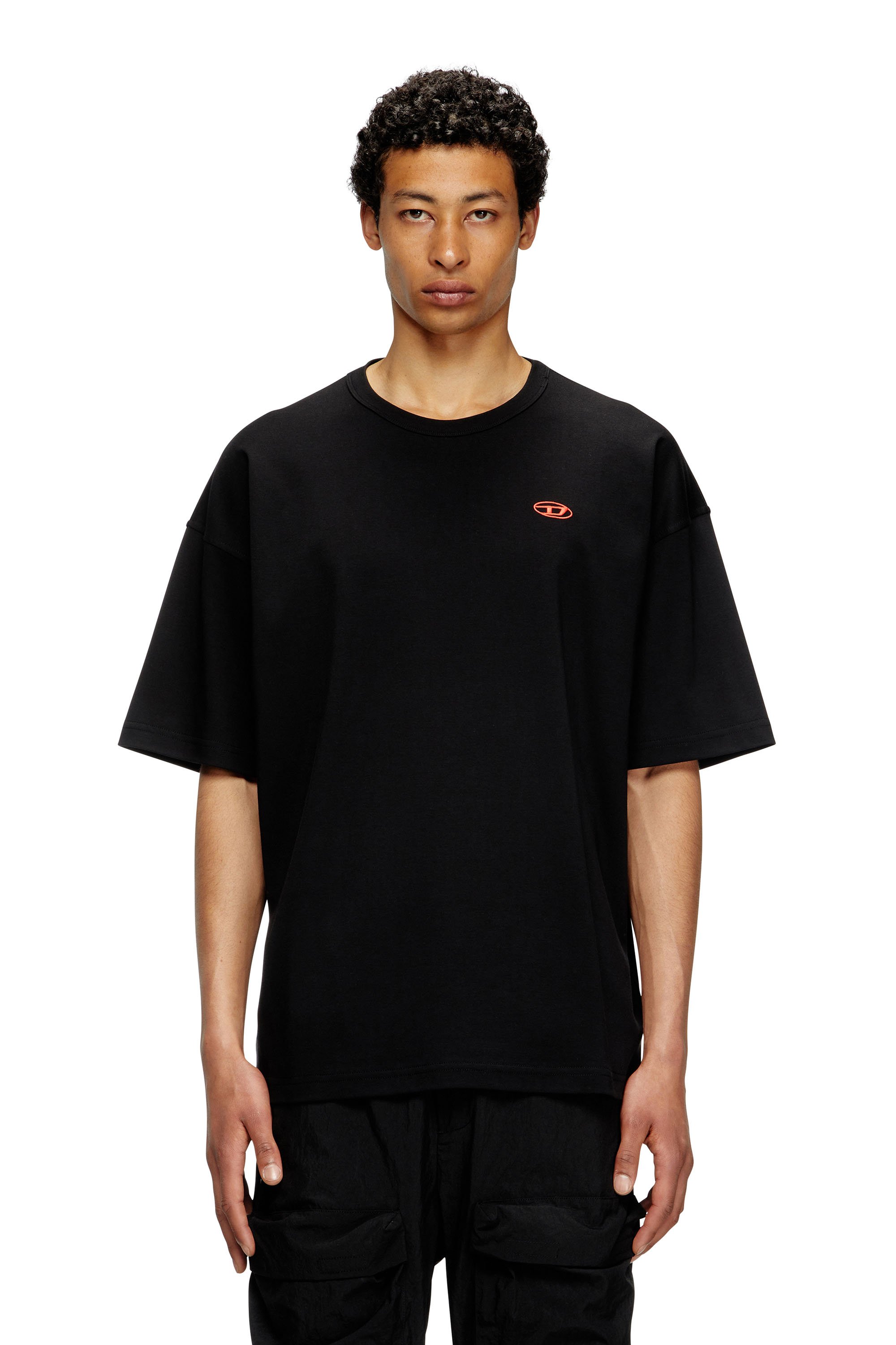 Diesel - T-shirt with red Oval D - T-Shirts - Man - Black