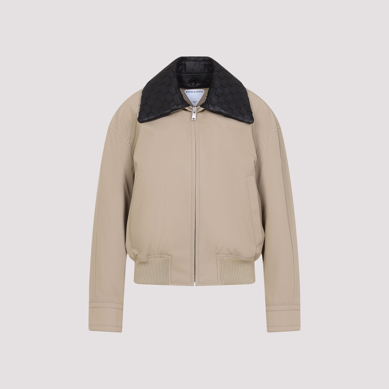 Bottega Veneta Intrecciato Collar Beige Cotton Jacket