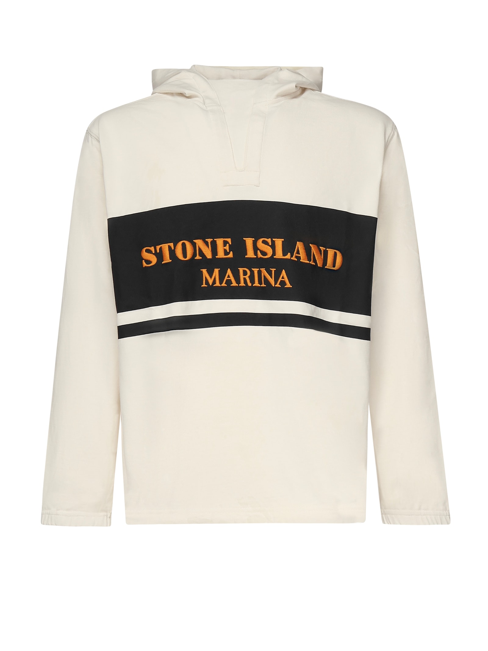 Stone Island 条纹logo连帽卫衣