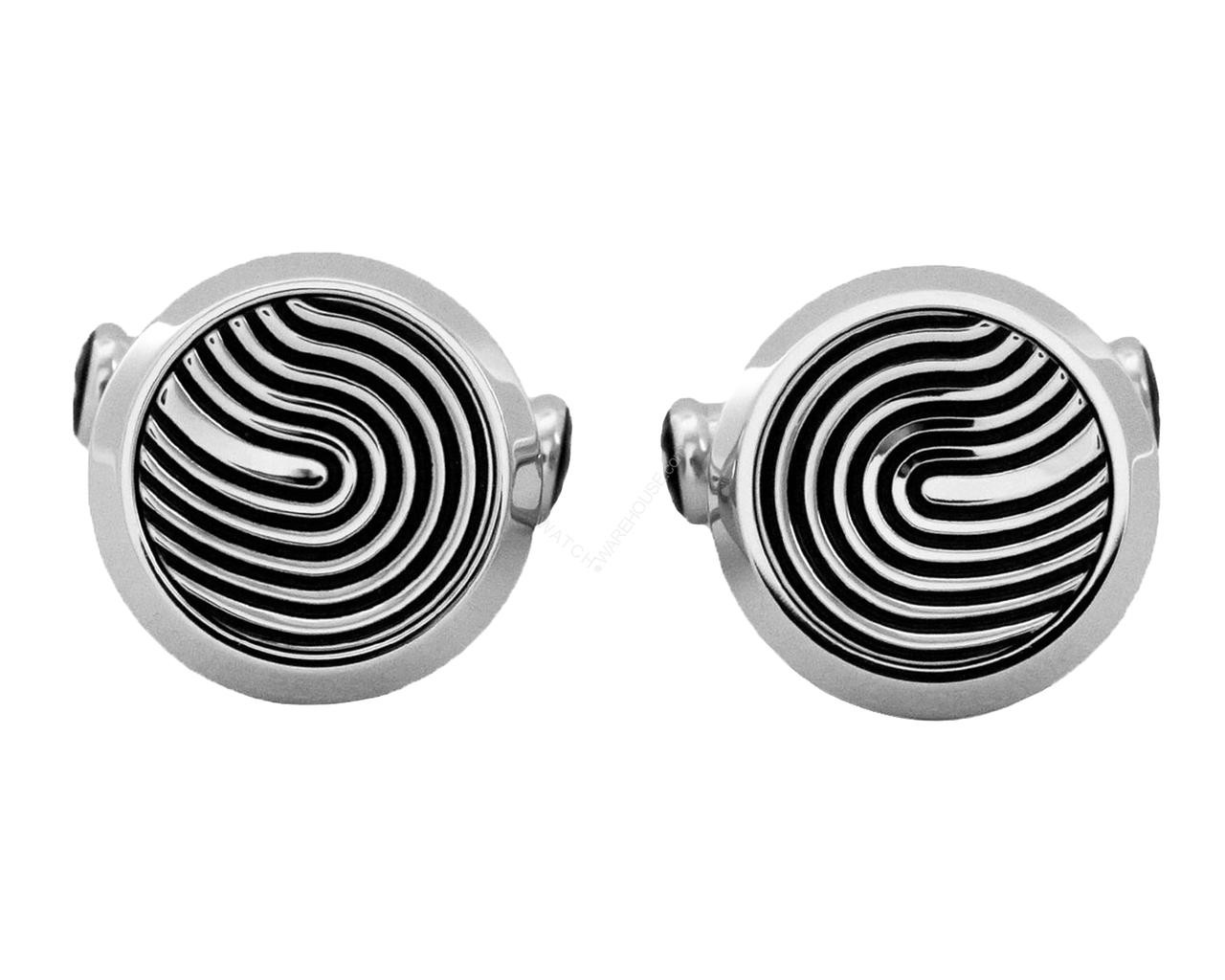 MONTBLANC Round Stainless Steel Fingerprint-Patterned Inlay Cufflinks 123800