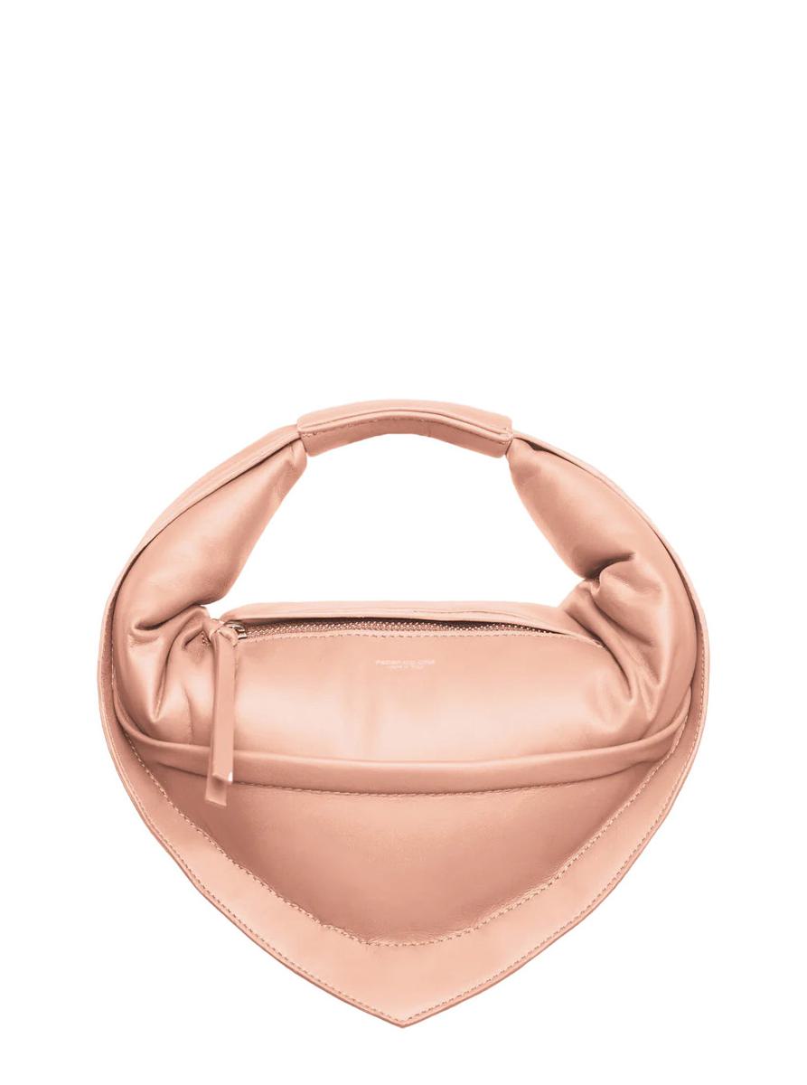 'Tortellino' Pink Midi Handbag With Adjustable And Removable Shoulder Strap And Logo Lettering On The Front In Leather Woman