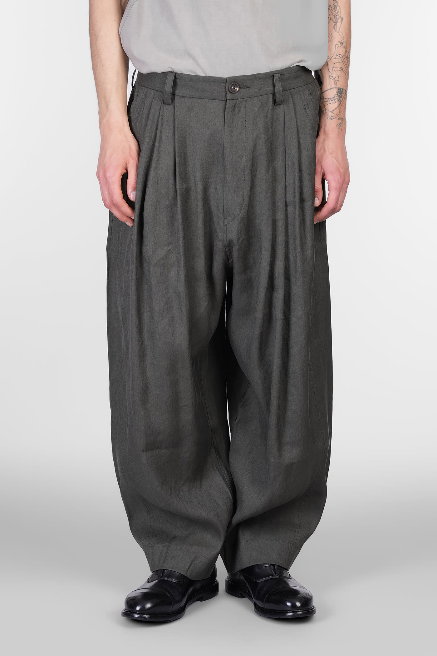 Ziggy Chen Pants In Green Chanvre