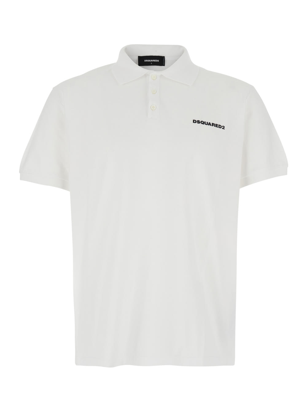 Dsquared2 白色经典领棉质男士Polo衫（胸前带Logo字母）