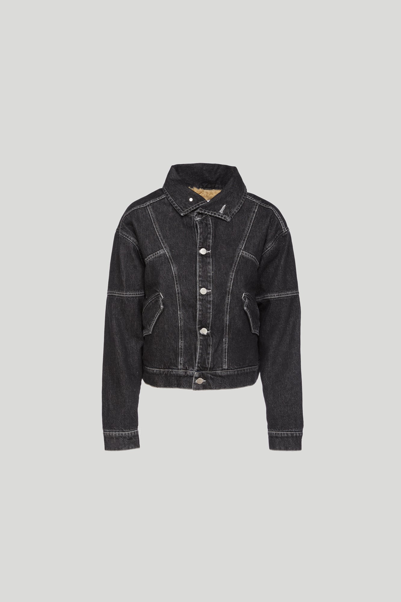 ICON DENIM Giacca di Jeans Nera con Eco-periccia