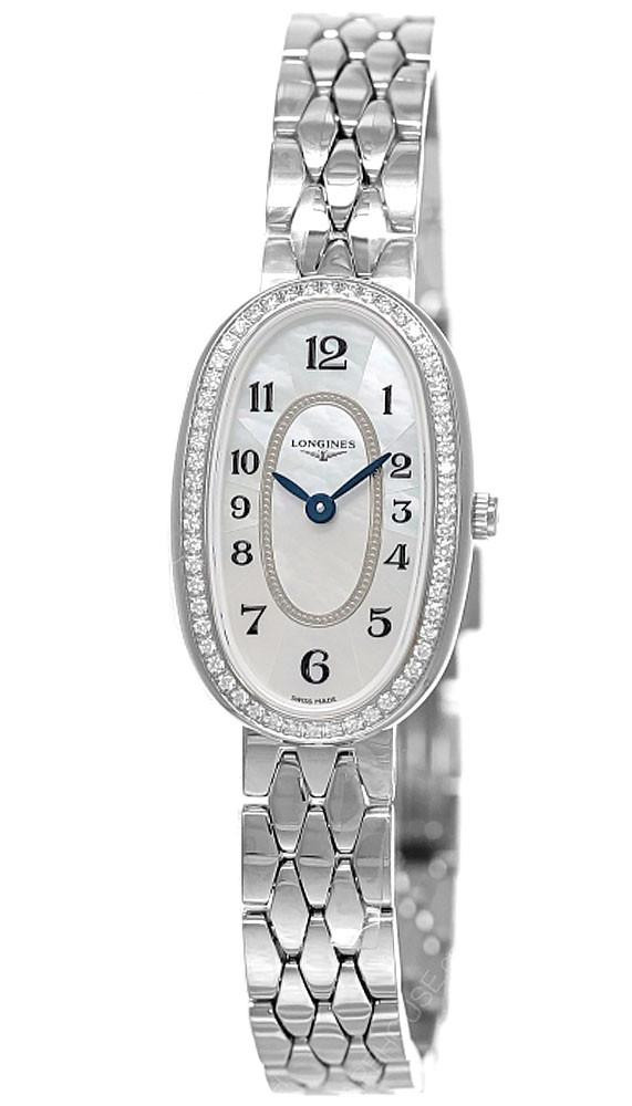 LONGINES Symphonette Quartz SS Oval MOP 56 Diamond Women's Watch L2.305.0.83.6 / L23050836
