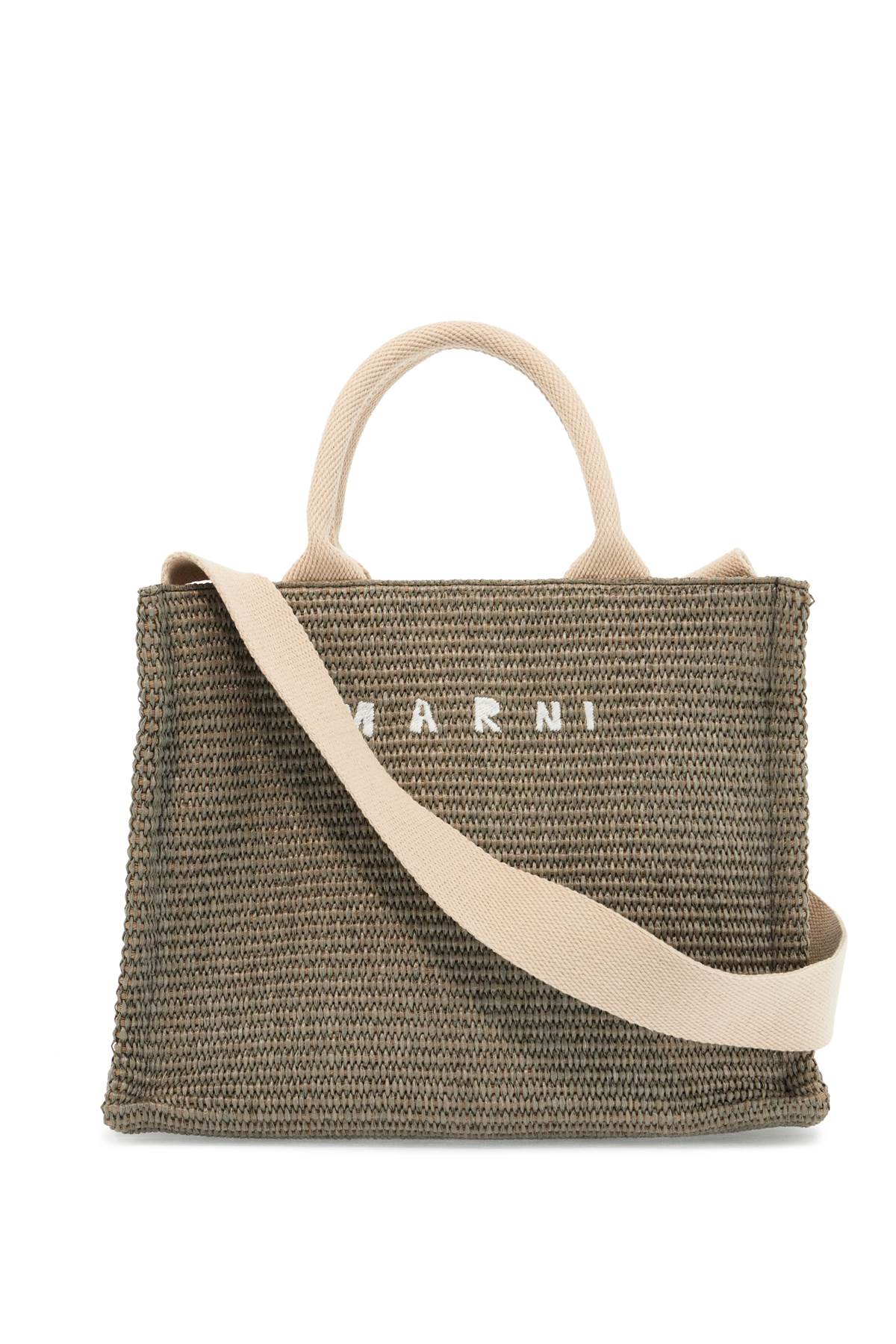 Marni Small Fabric Rafia Effect Shopping Bag