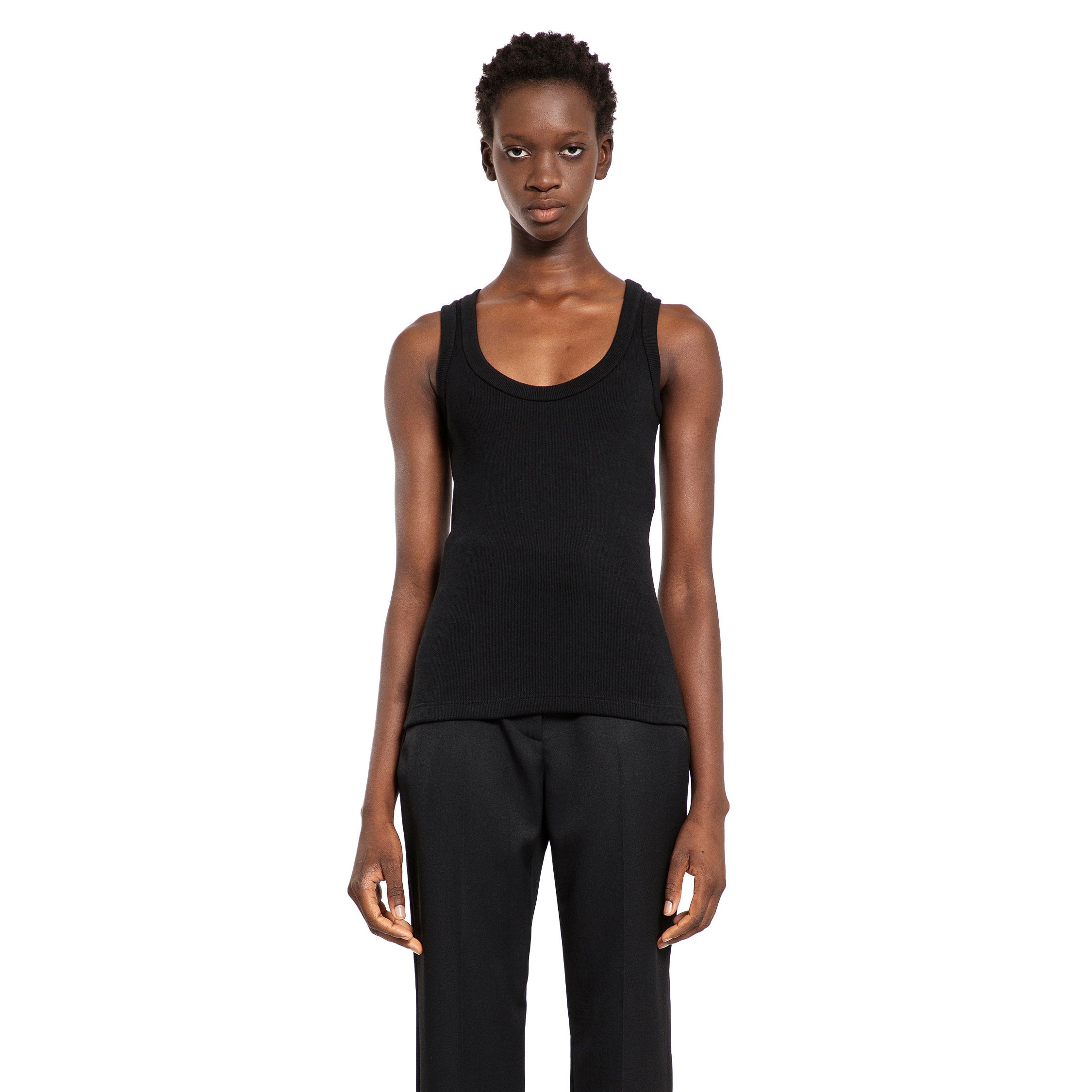 ALEXANDER MCQUEEN WOMAN BLACK T-SHIRTS & TANK TOPS