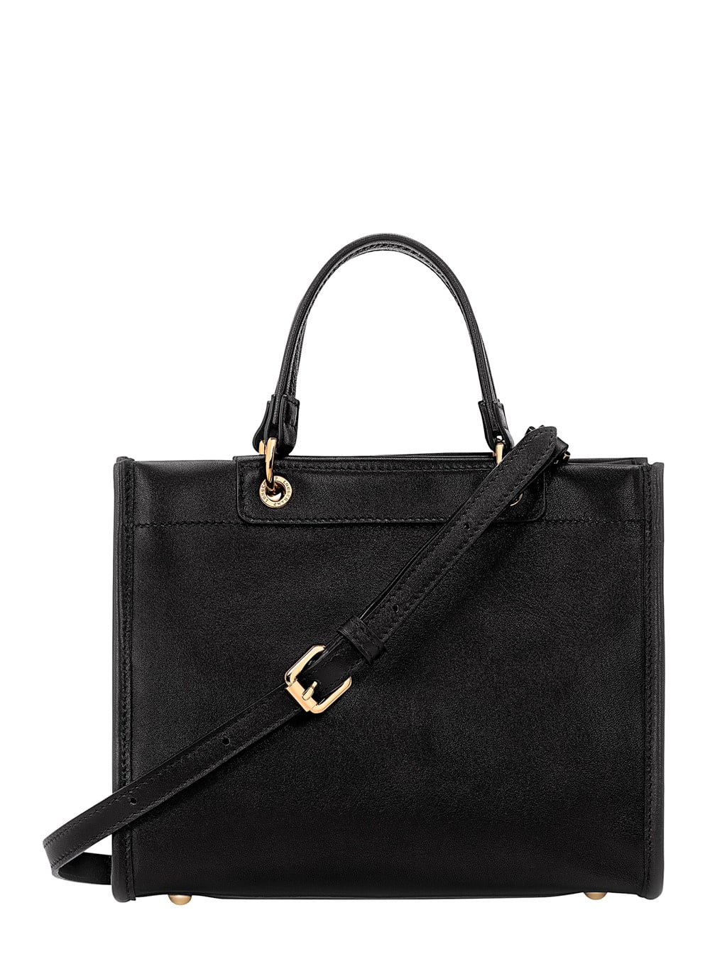 Longchamp Black Handbag With Embossed Logo On The Front And Adjustable And Removable Shoulder Strap In Leather Woman