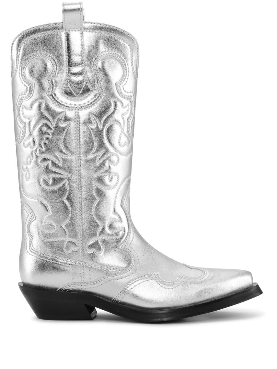 Ganni Mid Shaft Embroidered Western Shoes