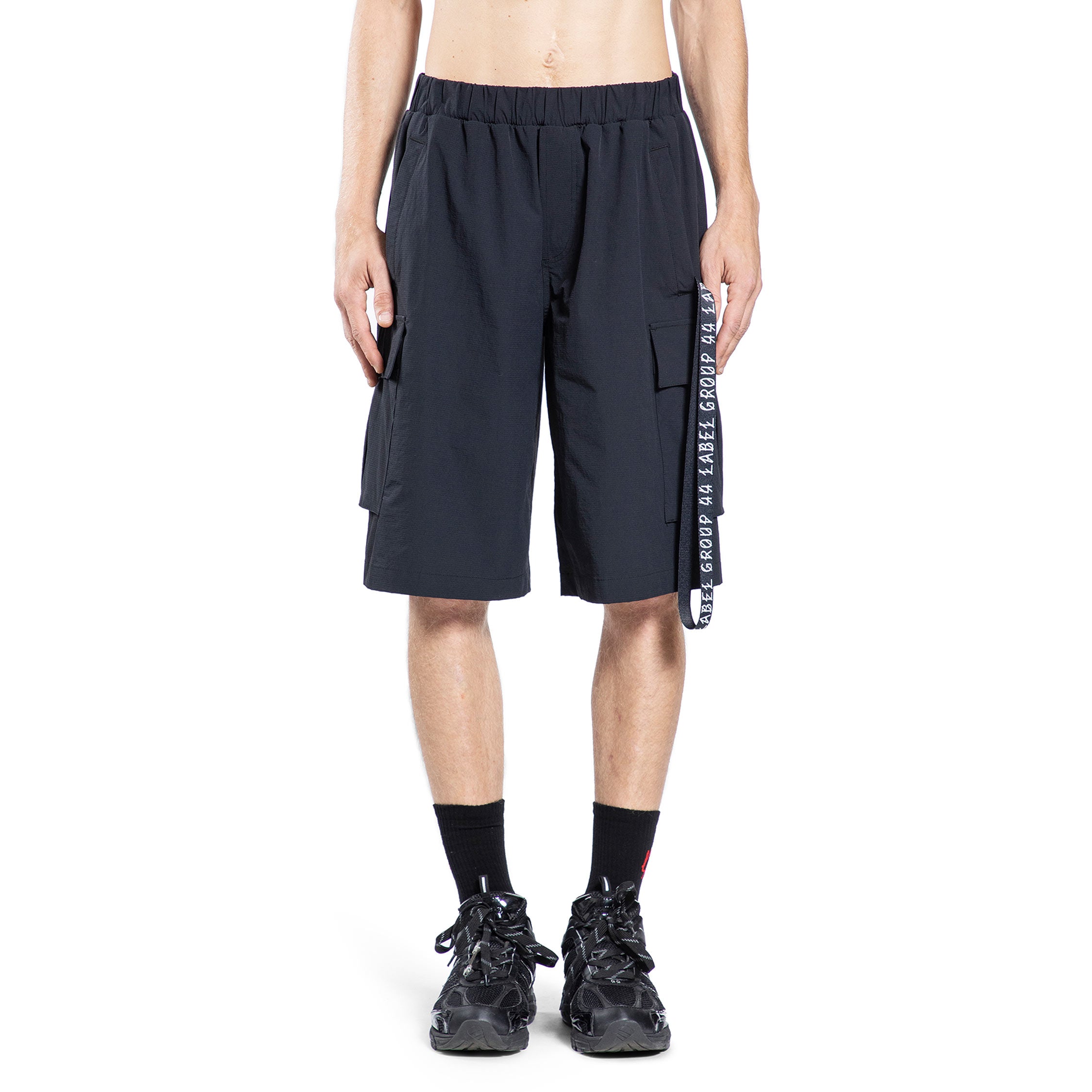 44 LABEL GROUP MAN BLACK SHORTS & SKIRTS