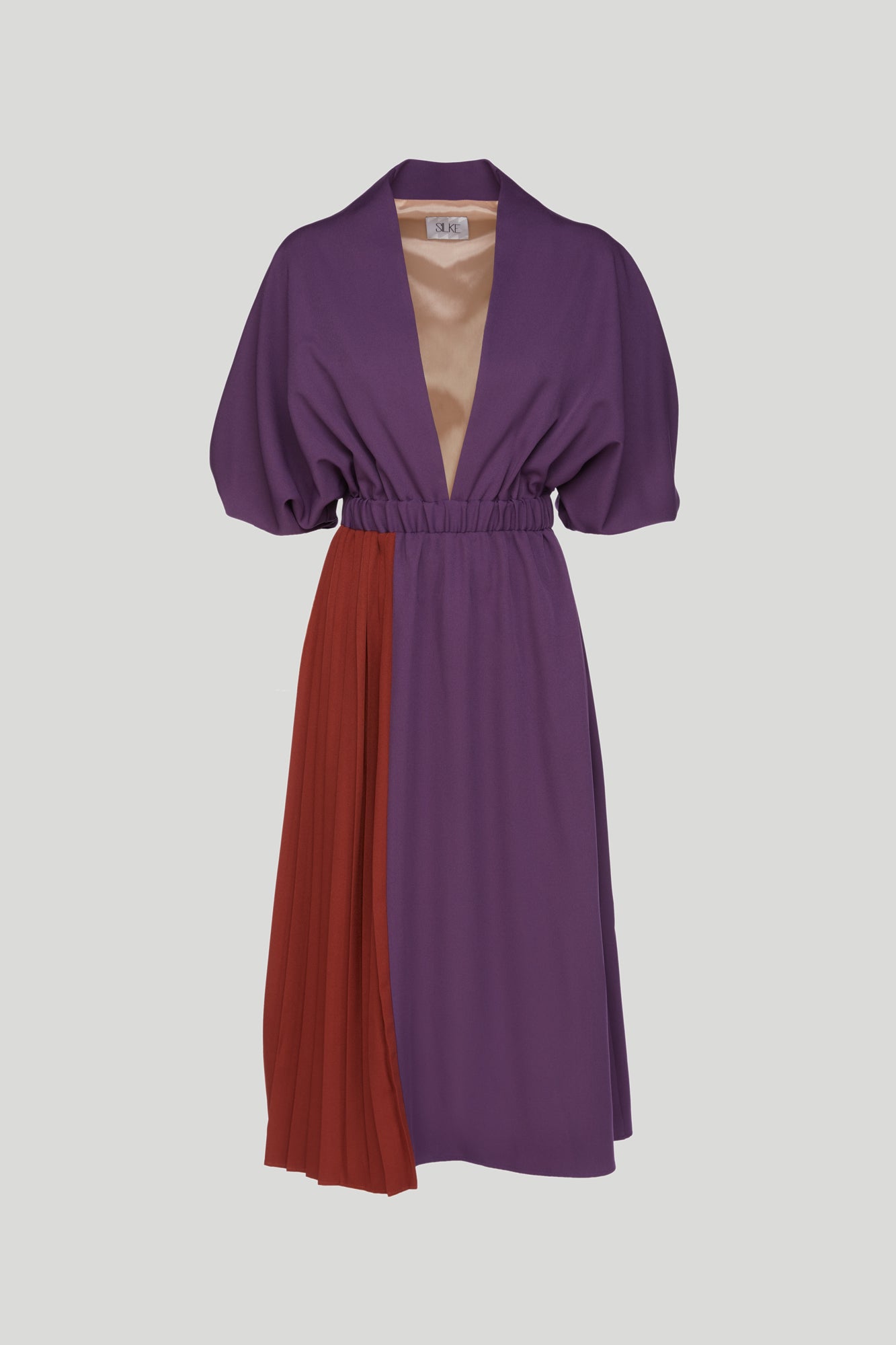 SILKE Abito a Kimono Viola con Inserto Matton