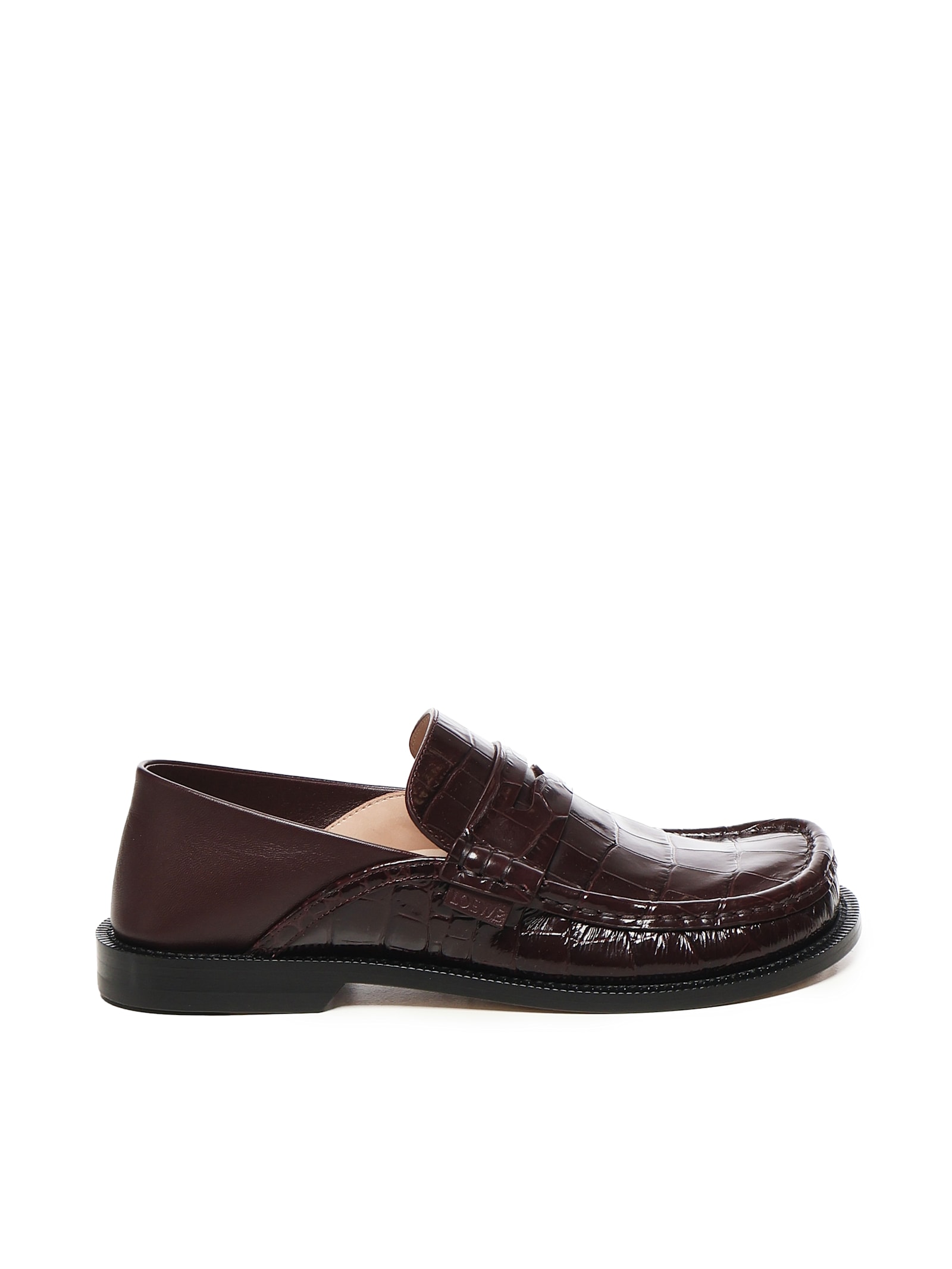 Loewe Burgundy Leather Campo Loafers