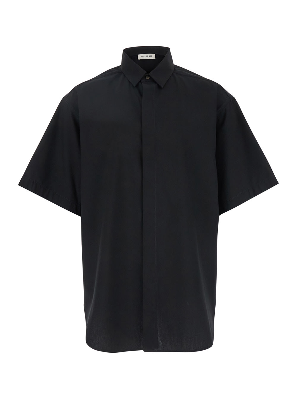 Fear of God 黑色经典领棉羊毛混纺男士衬衫（背部Logo贴布）