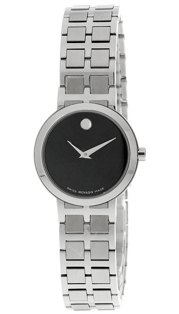 MOVADO Museum 25MM QTZ Stainless Steel Black Dial Women's Watch 0605743