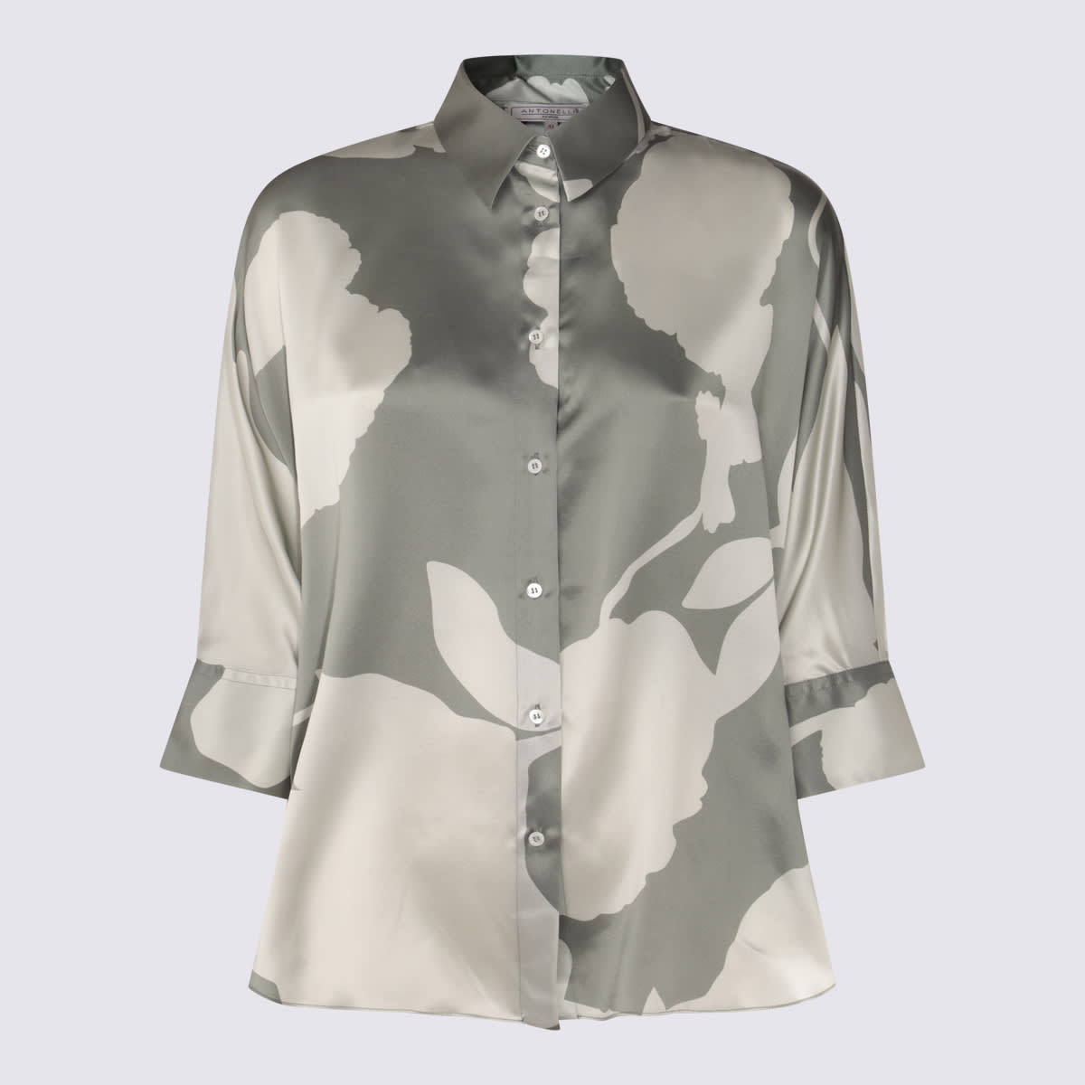 Antonelli Grey And White Linen Top