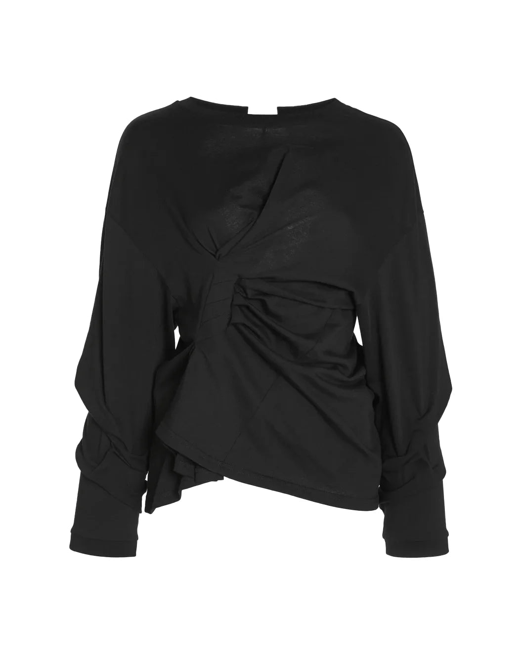Long Sleeve Knotted Jersey Top Black
