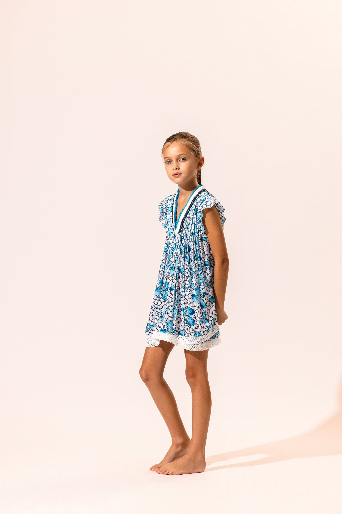 Kids Mini Dress Sasha - Blue Iris Flower