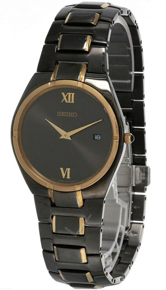 Seiko Black Dial Two-tone Stainless Steel Men's Watch SKP310