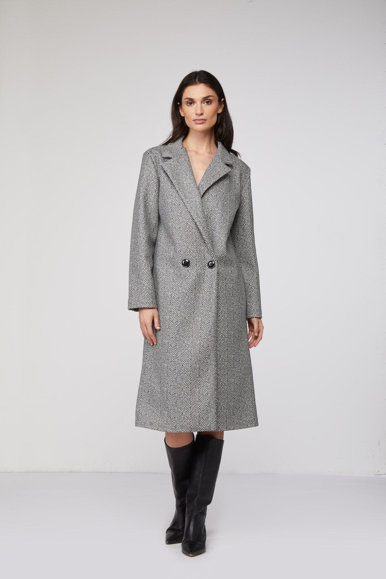 MANGANO Cappotto“Diana”Spigato Grigio