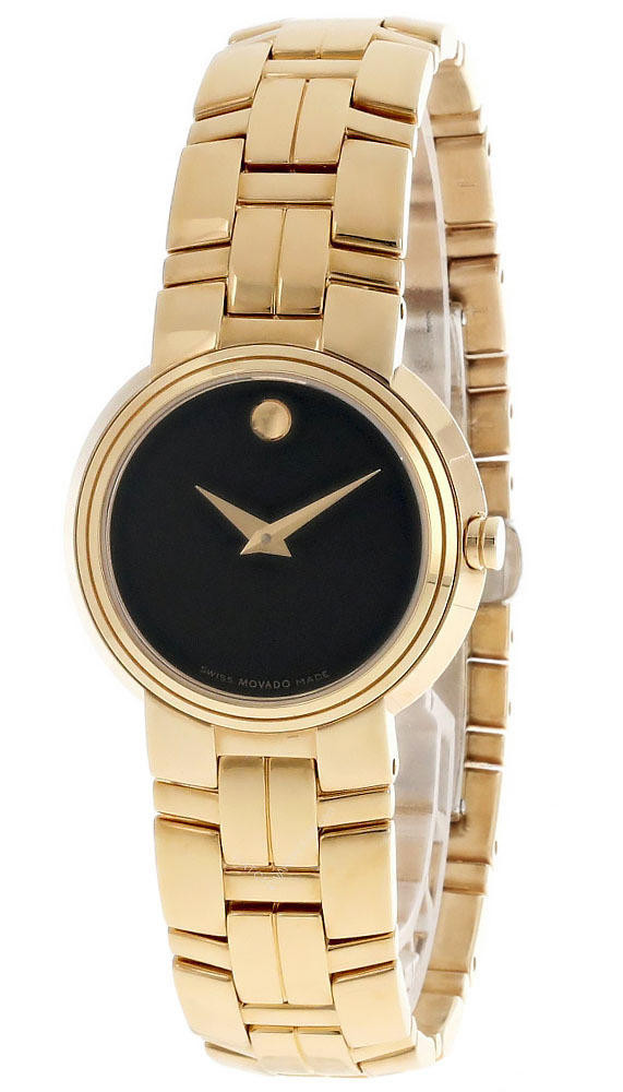 MOVADO Artiko Stainless Steel BLK Dial Gold-Tone Women's Watch 0605711