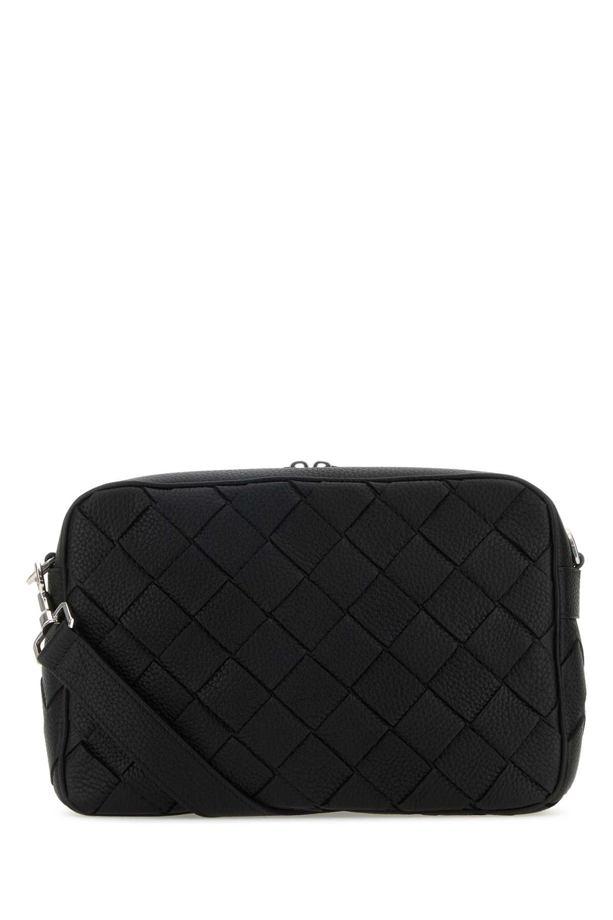 Bottega Veneta 黑色皮革中号相机斜挎包